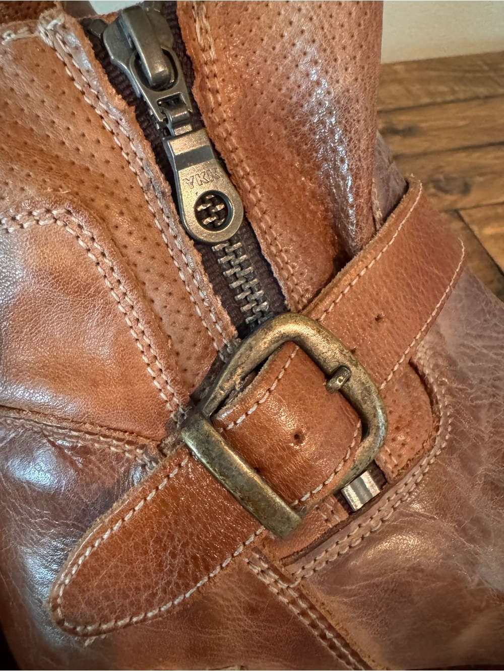 Bed Stu Becca Brown Leather Moto Ankle Boots with Buckle - Picture 8 of 13